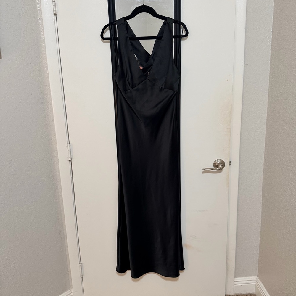 Zara Black Satin Effect Midi Dress